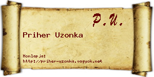 Priher Uzonka névjegykártya